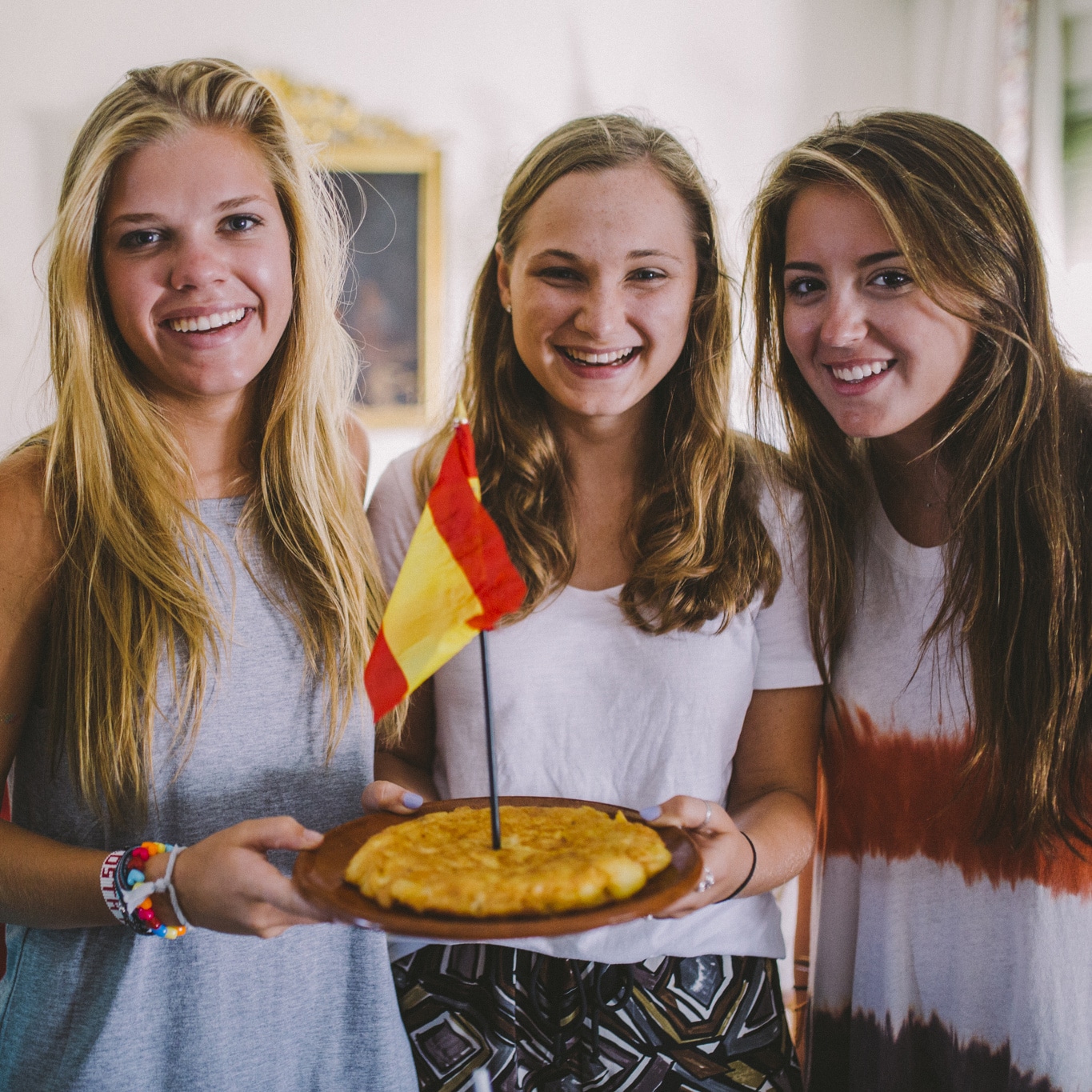 Trying homemade tortilla de patatas - summer volunteer abroad program for high school students