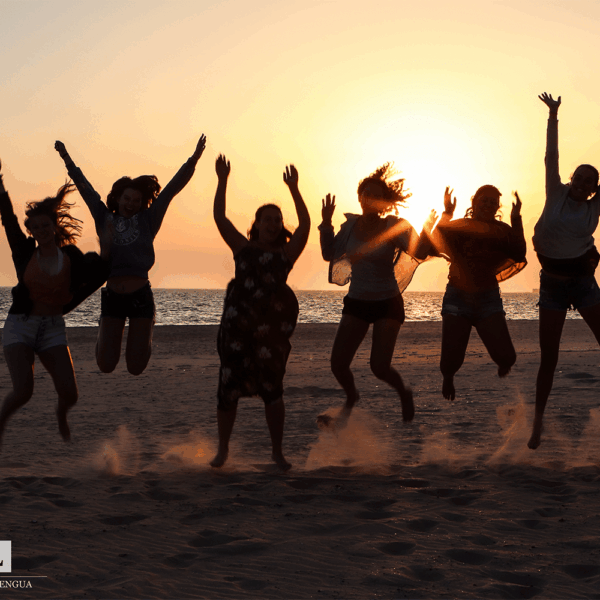 Spanish language school trip at the beach in Spain