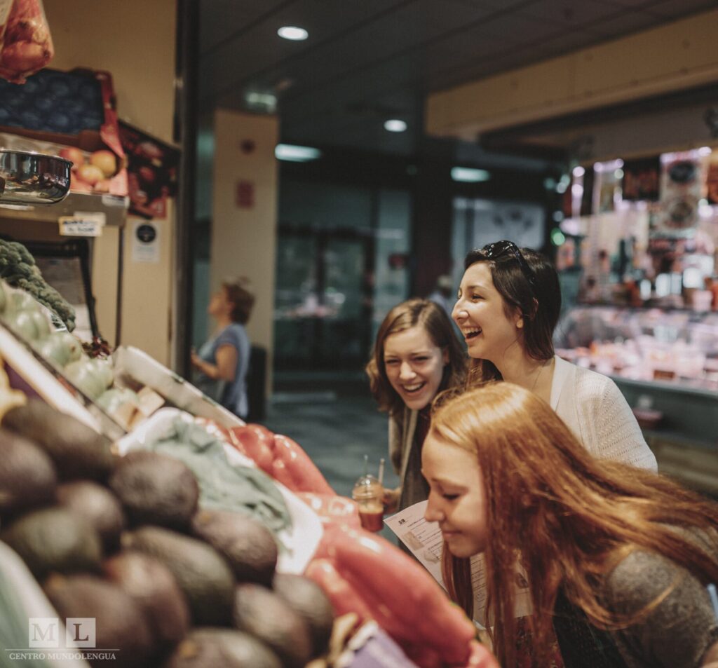 Students at a local market