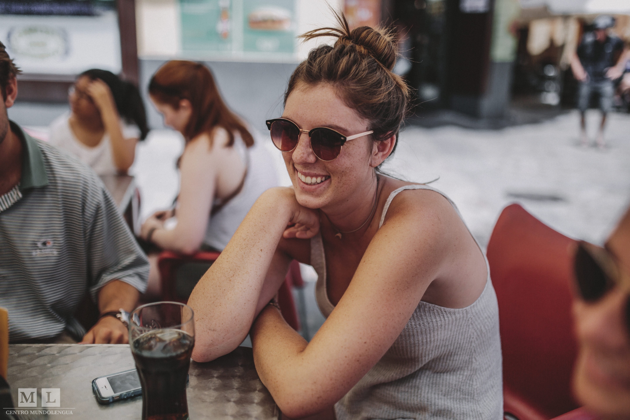 Spanish students at a bar terrace